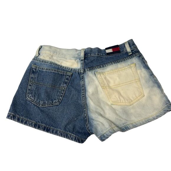 VTG 90s Tommy Hilfiger Jeans Low-Rise Split Bleached Hipster Denim Shorts SZ 7 - Picture 2 of 6
